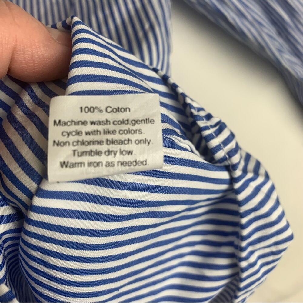 J. Crew women's large Haberdashery Blue white stripe Casual Button Down Shirt - Picture 6 of 9